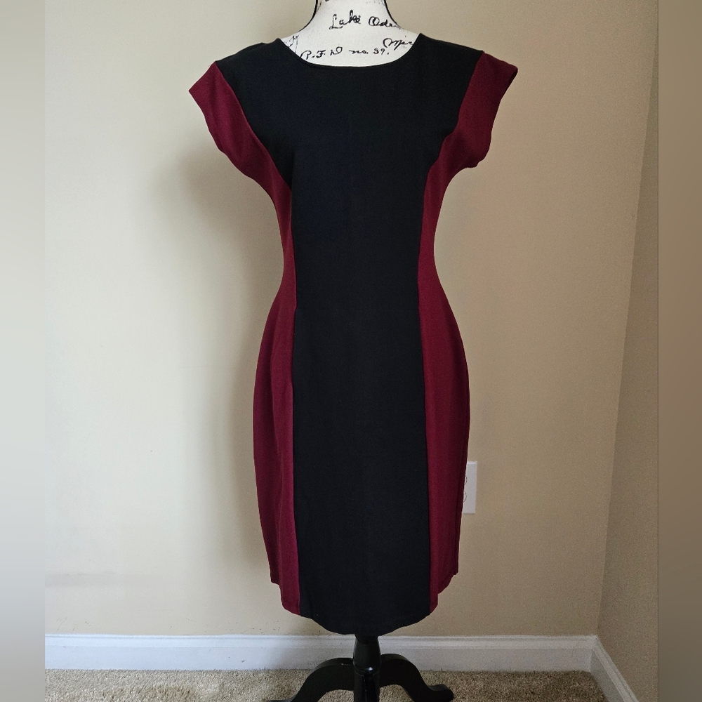 Betabrand Sheth Dress Womens L Two Toned Short Sleeve Stretch Comfort